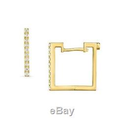 New Authentic Roberto Coin 18kt yellow gold square diamond 0.19 ct hoop earrings