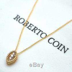 New Roberto Coin 18K Yellow Gold New Barocco Diamond Pendant 18 Necklace