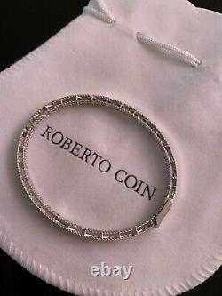 New Roberto Coin 18K white gold Symphony Barocco Princess bangle bracelet