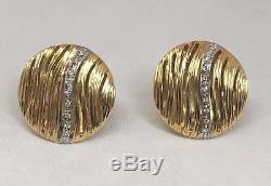 New Roberto Coin Elephantino Diamond 18k White/Yellow Gold Round Earrings Italy