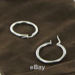New Roberto Coin Perfect Hoop Earrings 25mm 18k White Gold 556025AWER00