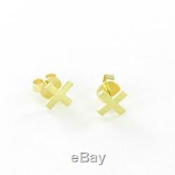 New Roberto Coin Tiny Treasures X Stud Earrings 7mm 18k Yellow Gold