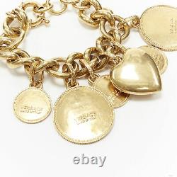 New VERSACE gold plated Medusa medallion coin V-Mine Heart charm chunky bracelet