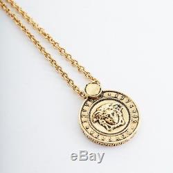 New VERSACE gold plated metal Medusa vintage coin pendant necklace