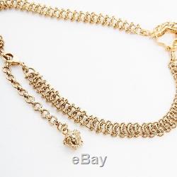 New VERSACE polished gold Medusa medallion coin loop embellished chain necklace