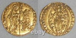 Nice 1400-13 Gold Coin Venice Italy Ducat or Zecchino Michele Steno Fr. 1230 XF+