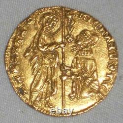 Nice 1400-13 Gold Coin Venice Italy Ducat or Zecchino Michele Steno Fr. 1230 XF+