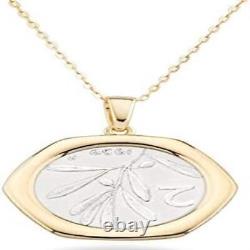Original 18K Gold- 925 Sterling Silver Genuine 2-Lira Bee Coin Made in Italy