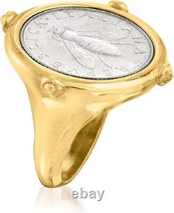 Original Italian 18K Gold Over Sterling Genuine 2-Lira Bumblebee Coin Ring-Gift