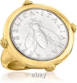 Original Italian 18K Gold Over Sterling Genuine 2-Lira Bumblebee Coin Ring-Gift