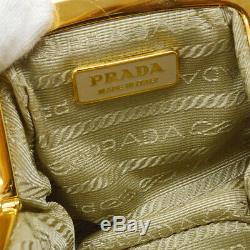 PRADA Logos Coin Purse Wallet 1M1171 Nappa Frame Platino Gold Leather RK14570