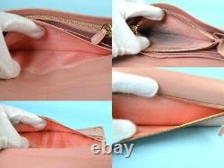 PRADA Pink Gold Fiocco Ribbon Saffiano Leather Long Wallet Coin Coin Purse Italy
