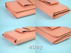 PRADA Pink Gold Fiocco Ribbon Saffiano Leather Long Wallet Coin Coin Purse Italy