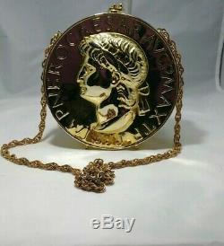 Phenomenal Harry Rosenfeld Caesar Coin Gilt Metal Couture Handbag Italy NICE t
