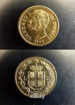 Pièce coin ITALIE ITALY ITALIA 20 lire 1882 UMBERTO I OR ORO GOLD