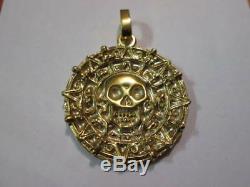 Pirates Caribbean Coin AZTEC SKULL Golden sterling silver 925-handicraft
