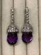 Pristine Roberto Coin 18K White Gold, Diamond, And Amethyst Drop Earrings