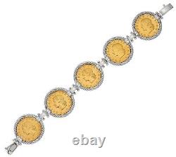 QVC Italian Silver Sterling Authentic Lire Coin Bracelet 8