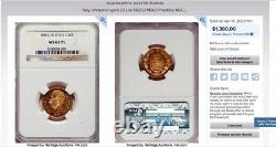 RARE GEM 1883/2R ITALY G20L Gold Lira COIN Proof Over Date TOP POP MS63 PL NGC