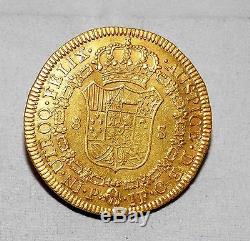RARE SPAIN SPANISH 1808 PROCLAMATION GOLD COIN COLOMBIA 8 Escudos P/JF AU-UNC