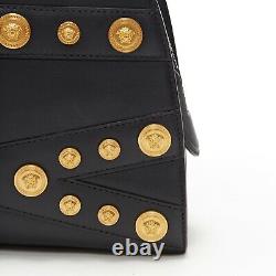 RARE! VERSACE 2018 Runway! Black Gold Medusa Coin Large Bowling Satchel Bag