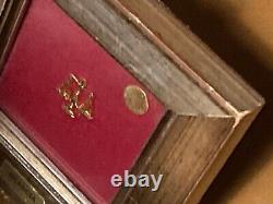 RARE VINTAGE 8K Solid Gold COIN wood frame miniature France 5 Franck