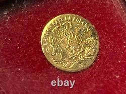 RARE VINTAGE 8K Solid Gold COIN wood frame miniature France 5 Franck