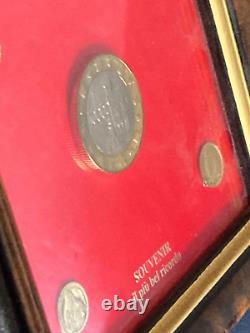 RARE VINTAGE 8K Solid Gold COIN wood frame miniature Gold San Marino + JFK