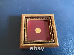 RARE VINTAGE 8K Solid Gold COIN wood frame miniature Gold coin Maximillian Emp