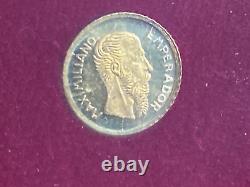 RARE VINTAGE 8K Solid Gold COIN wood frame miniature Gold coin Maximillian Emp