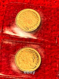 RARE VINTAGE LOT 8K Solid Gold COIN N. 2 miniature Gold coins FRANCE