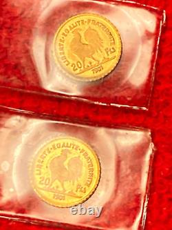RARE VINTAGE LOT 8K Solid Gold COIN N. 2 miniature Gold coins FRANCE
