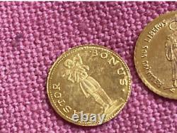 RARE VINTAGE LOT 8K Solid Gold COIN miniature Gold coins Pope & St Marine