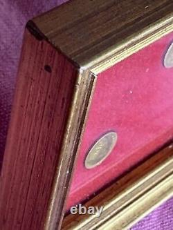 RARE VINTAGE LOT 8K Solid Gold COIN wood frame miniature ITALY KINGDOM