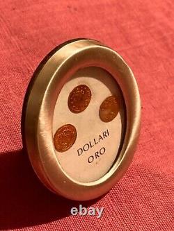 RARE VINTAGE SILVER FRAME LOT 8K Solid Gold COIN N. 3 AMERICAN Dollars