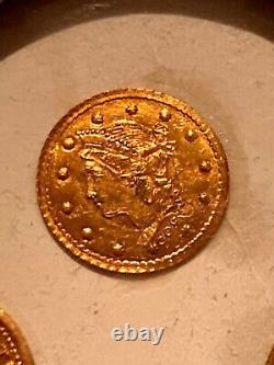 RARE VINTAGE SILVER FRAME LOT 8K Solid Gold COIN N. 3 AMERICAN Dollars