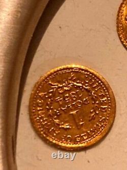 RARE VINTAGE SILVER FRAME LOT 8K Solid Gold COIN N. 3 AMERICAN Dollars