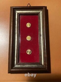 RARE VINTAGE WOOD FRAME LOT 8K Solid Gold COIN N. 3 -Collection miniature KING