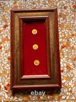 RARE VINTAGE WOOD FRAME LOT 8K Solid Gold COIN N. 3 -Collection miniature Pope