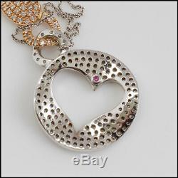 RDC10616 Authentic Roberto Coin 18K White & Rose Gold Diamond Hearts Necklace