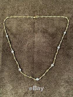 ROBERTO COIN 16 18K YellowithWhite Gold 7 Station Diamond Dog Bone Necklace