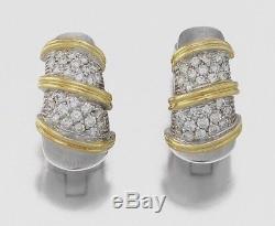 ROBERTO COIN 18K 2-Tone Gold 1.00 Ct T. W. Diamond NABUCCO Huggie Earrings $4,300