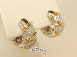 ROBERTO COIN 18K 2-Tone Gold 1.00 Ct T. W. Diamond NABUCCO Huggie Earrings $4,300