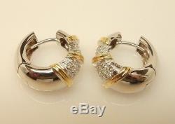 ROBERTO COIN 18K 2-Tone Gold 1.00 Ct T. W. Diamond NABUCCO Huggie Earrings $4,300