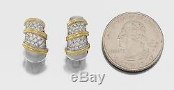 ROBERTO COIN 18K 2-Tone Gold 1.00 Ct T. W. Diamond NABUCCO Huggie Earrings $4,300