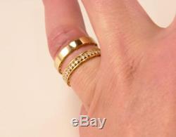 ROBERTO COIN 18K GOLD DIAMOND DOUBLE BAND SYMPHONY GOLDEN GATE CUFF RING Sz 6.5