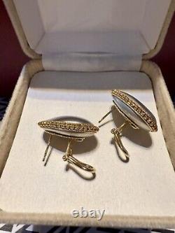 ROBERTO COIN 18K Gold Oval Earrings Omega Backs With Signature Gems In The Back