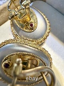 ROBERTO COIN 18K Gold Oval Earrings Omega Backs With Signature Gems In The Back