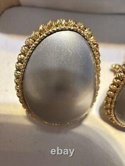 ROBERTO COIN 18K Gold Oval Earrings Omega Backs With Signature Gems In The Back