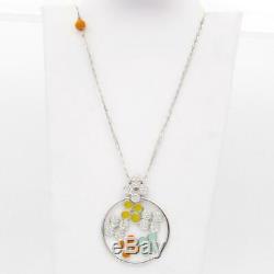 ROBERTO COIN 18K Pave Diamond Enamel Flower / Floral NECKLACE adj length